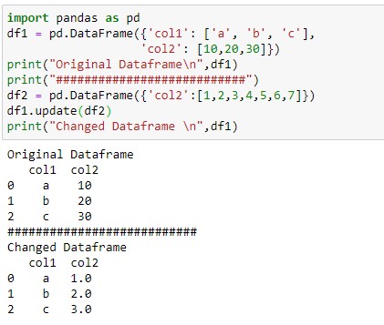 Update the column of the dataframe with different length